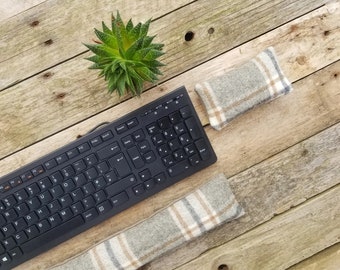 Handmade Wool Mouse & Keyboard Wrist Rest | Brown Wool Check Pattern | Mother's Day Gift | 6 SIZES| Home Office| Coworker Gift | wfh Tkl