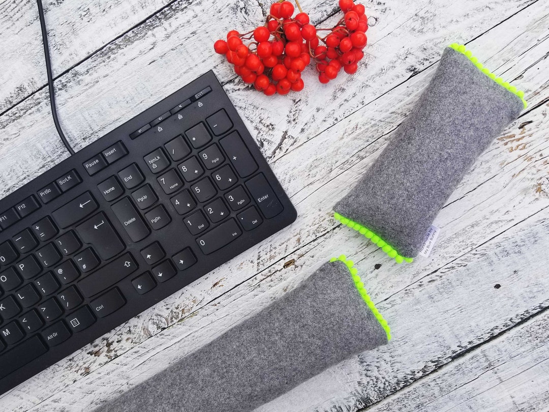 Wool Arm Rests Handmade Wool Keyboard Wrist Rest With Pompom Trim - Etsy