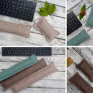 Handmade Mouse & Keyboard Wrist Rest |  Linen Look Bown Green  | 3 SIZES| 3 Colours |  Home Office| Coworker Gift | WFH