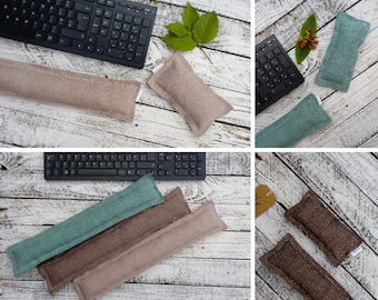 Handmade Mouse & Keyboard Wrist Rest |  Linen Look Bown Green  | 3 SIZES| 3 Colours |  Home Office| Coworker Gift | WFH