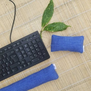 Ergonomic Handmade Mouse & Keyboard Wrist Rest |  Linen Look Blue  | TKL | 6 SIZES| 2 Colours | wfh Mechanical Keyboard |Mother&#39;s Day Gift