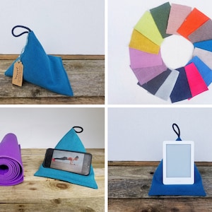 Handmade Fabric Tablet/Kindle/IPad Pillow Stand | Turquise Fabric| Tablet/IPad Bed Stand | Homeschooling | Bed Beanbag WFH