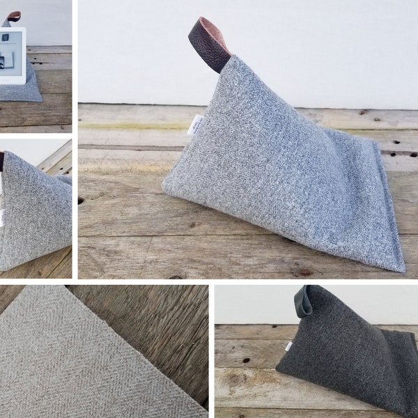 Handmade Herringbone Tablet/Kindle/IPad Pillow Stand | Multi-angle Tablet Stand| Home Office| Bed Beanbag Stand WFH | Father's Day Gift