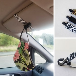 アニマルプリントのフェイスマスクカーハンガー：英国製ハンドメイド