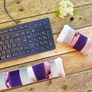 Handgemaakte patchwork-polssteun: fluwelen toetsenbord- en muisondersteuning