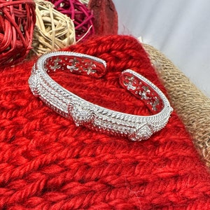 Judith Ripka CZ Herz Klapparmband 925 oder Sterling Silber
