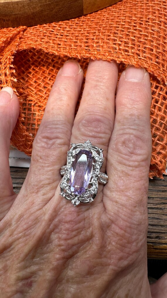 Beautiful Rectangle Deco Style Ring - Amethyst Ce… - image 5
