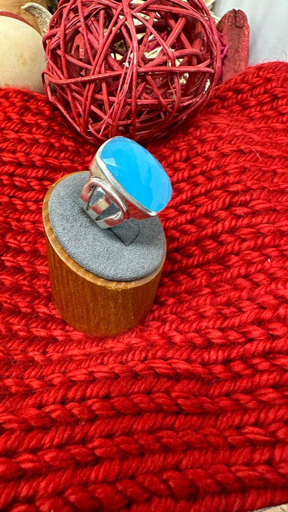 Rectangle "Chalcedony" Silver Ring 925 Sterling S… - image 3