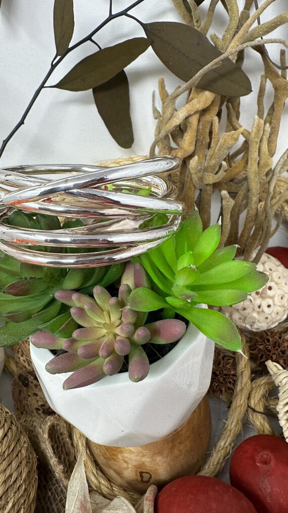 Twisted Bangle - Filled silver Tubes 925 Sterling… - image 5