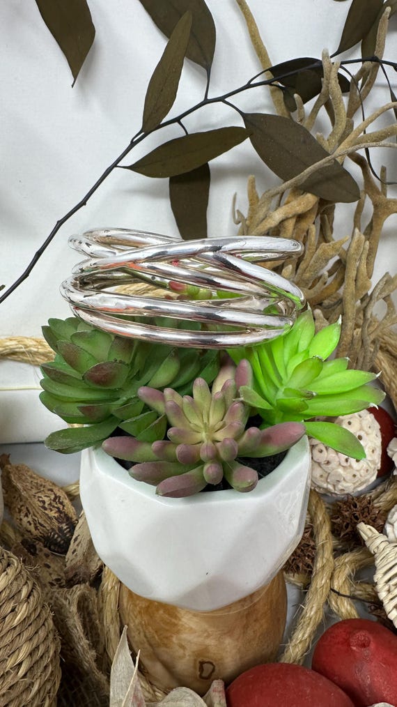 Twisted Bangle - Filled silver Tubes 925 Sterling… - image 3