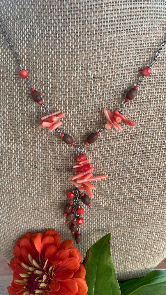 CLEARANCE  Coral Necklace so Pretty Sterling Silv… - image 1