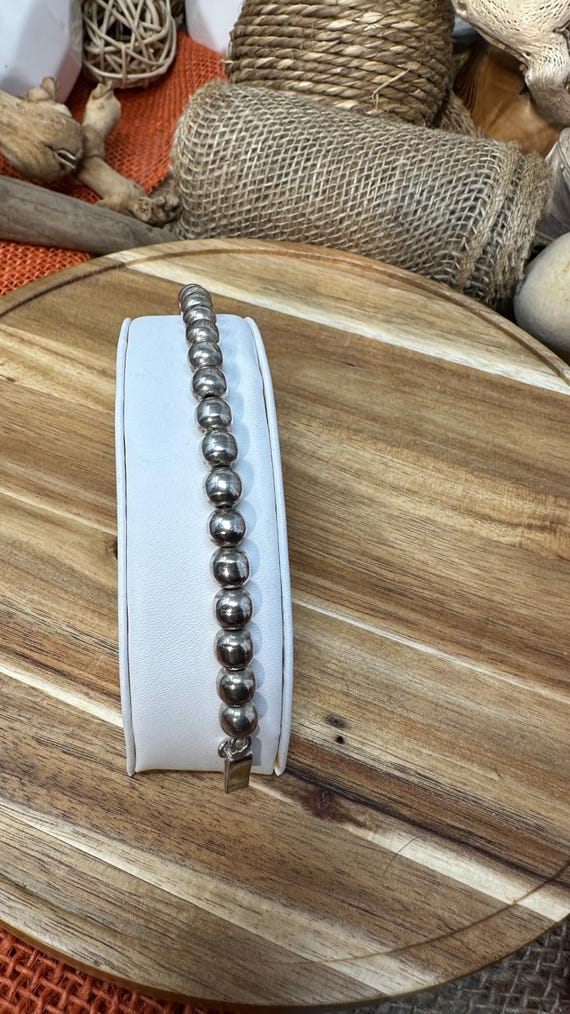 8mm Silver Ball Bracelet
