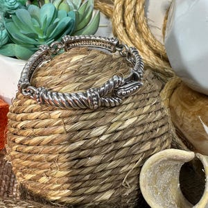 Schweres Silber Gliederarmband - Seil Design 925 Sterling Silber