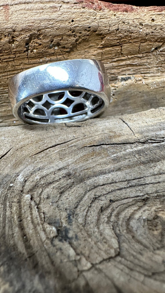 Large silver Ring - "Garnet or Ruby" Center - image 5