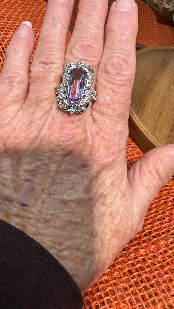 Beautiful Rectangle Deco Style Ring - Amethyst Ce… - image 6