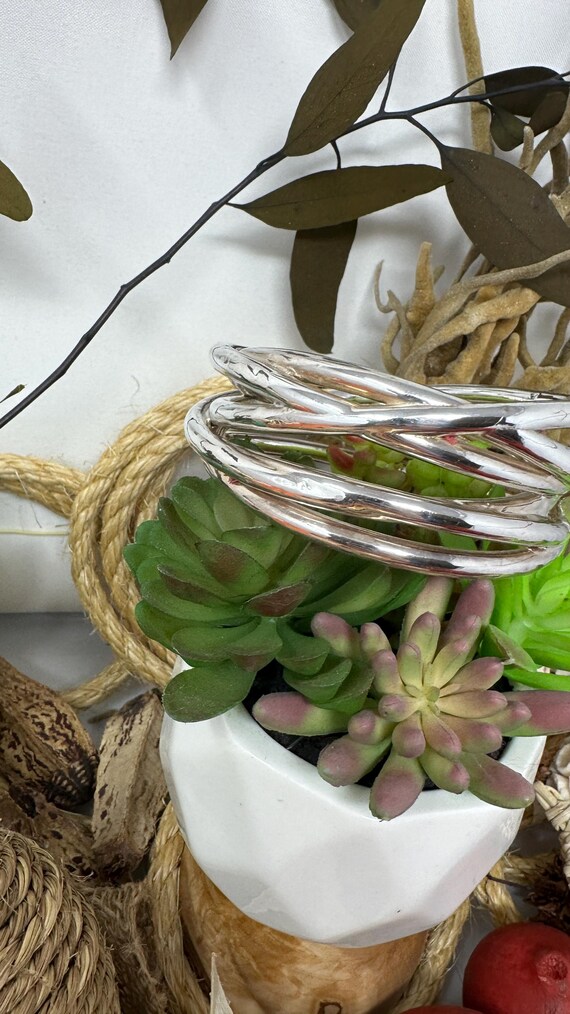 Twisted Bangle - Filled silver Tubes 925 Sterling… - image 4