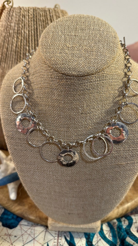 Silpada Hammered Circle Necklace 925 Sterling Silv