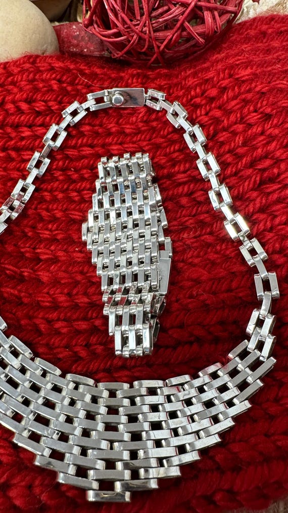 STUNNING Woven Solid Cleopatra Chain Necklace & B… - image 3