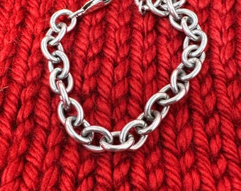 Oval Silver Loops 11.5mm links Silver Bracelet 925 Sterling Silver