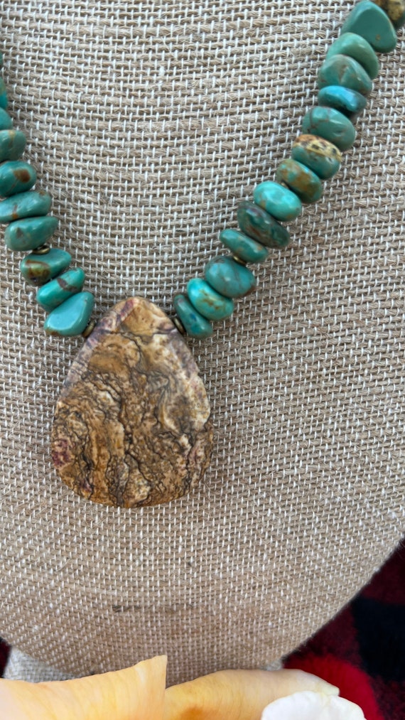 CLEARANCE   - Green "Turquoise" Nuggets  Necklace… - image 1