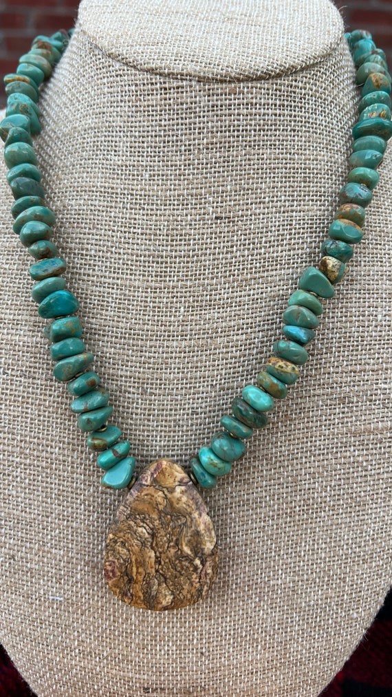 CLEARANCE   - Green "Turquoise" Nuggets  Necklace… - image 3