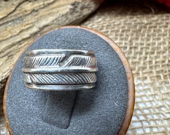 Silver Feather Band - Ring 925 Sterling Silver