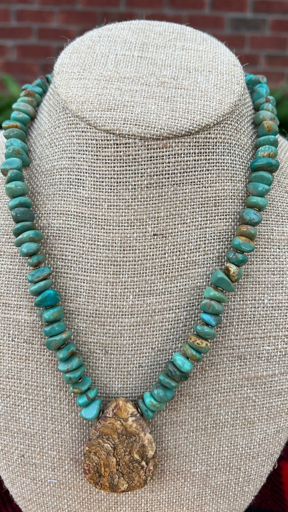 CLEARANCE   - Green "Turquoise" Nuggets  Necklace… - image 2