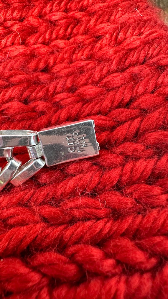 Herringbone Pattern Silver Bracelet - 14mm Wide 9… - image 3