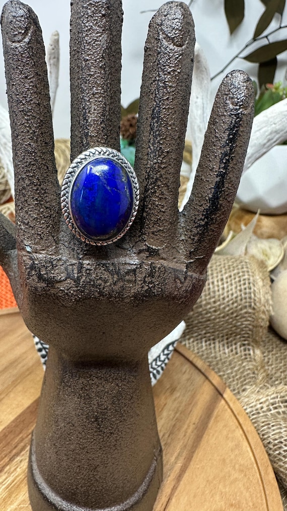 Oval Lapis Braided Silver Statement Ring 925 Ster… - image 3