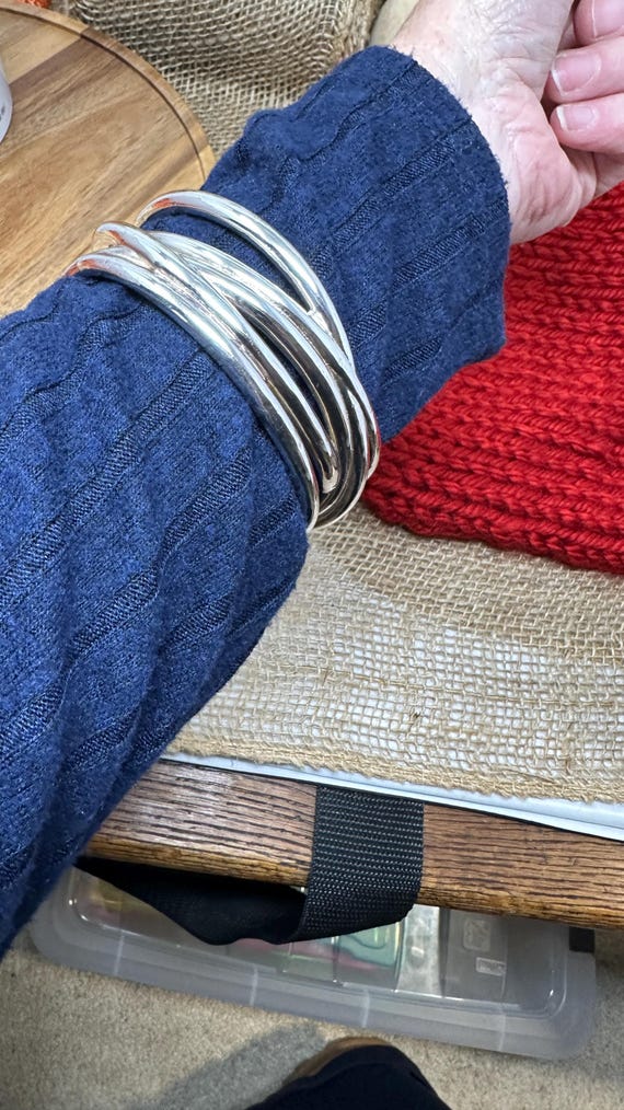 Twisted Bangle - Filled silver Tubes 925 Sterling… - image 2