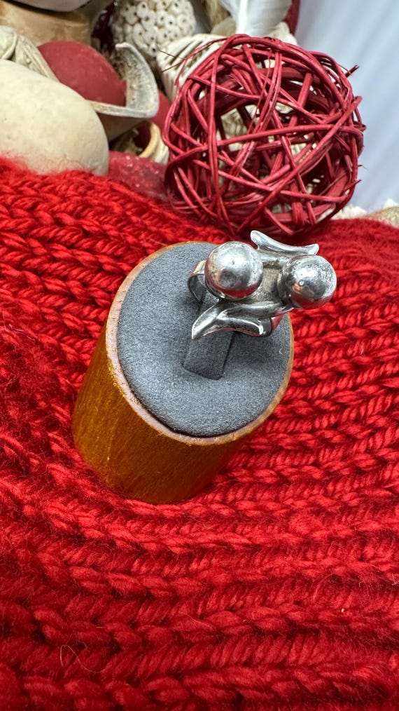 Balls on Lighting Bolt Silver Ring 925 Sterling S… - image 2