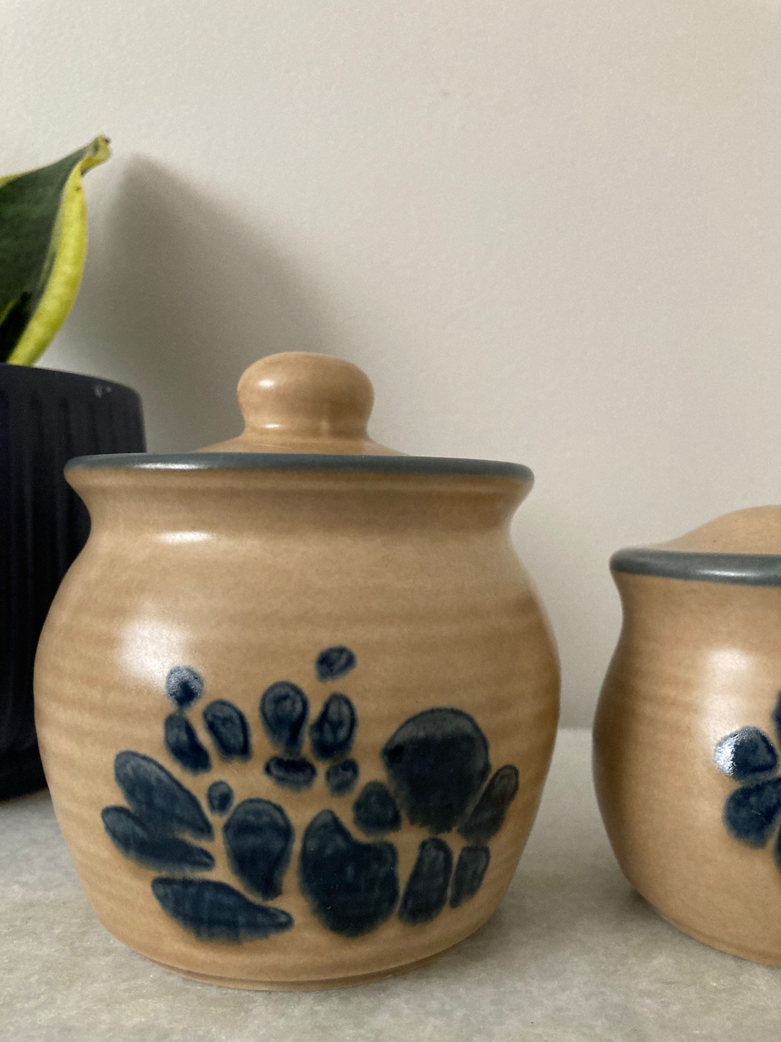 Vintage Stoneware Sugar Bowl, Salt and Pepper Shaker Set Etsy