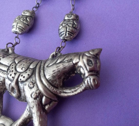 Fantastic huge vintage necklace with horse, beads… - image 8