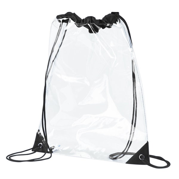 Clear Stadium Draw-String Bag, Clear Cinch Sack Bag, Clear Concert Bag, Clear Backpack, Clear Festival Bags