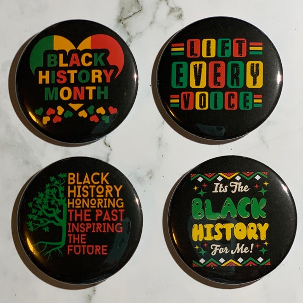 Black History Buttons and Magnets, African American History Pins