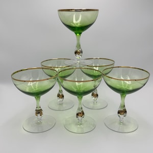 Zlatá Zuzana (Golden Suzanne) Champagne glasses Set of 6 pcs by Jozef Stanik