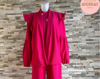 Conjunto pantalon chaqueta pique elastico