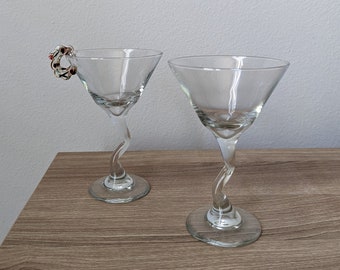 Vintage Z stem Libbey martini glasses, set of 2