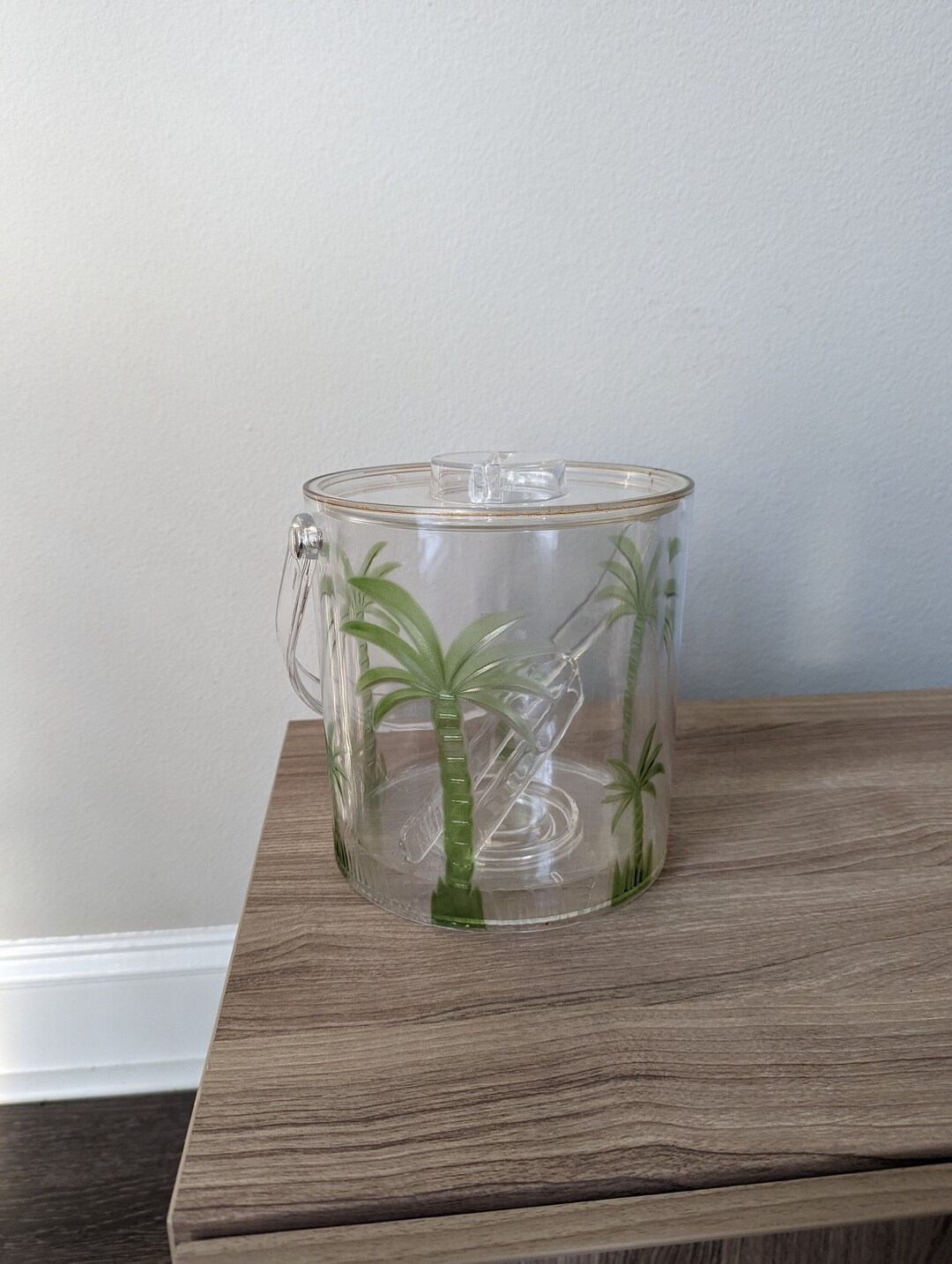 Vintage Acrylic Palm Tree Ice Bucket With Tongs Etsy
