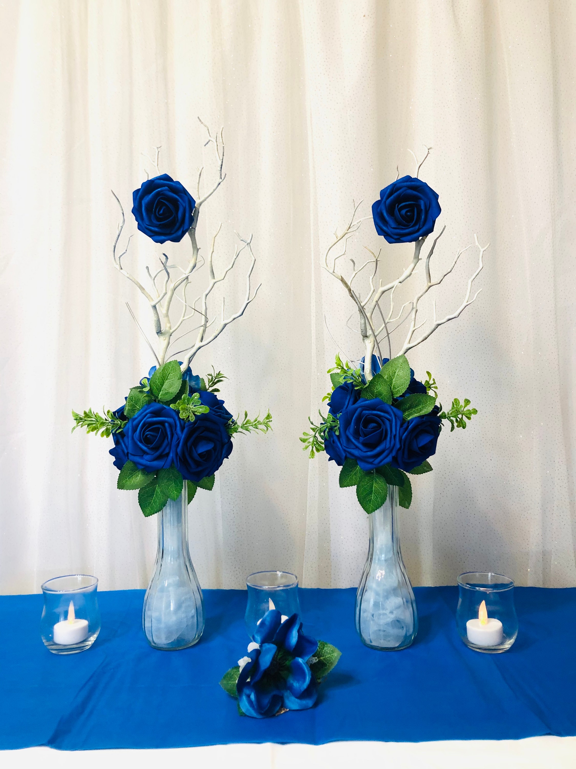 Royal Blue Centerpiece, Royal Blue, Flower Arrangement, Royal Blue Rose