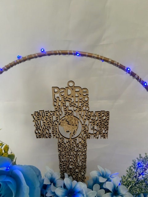 Centerpiece for Baptism or First Communion, Ring With Flowers and Light ...