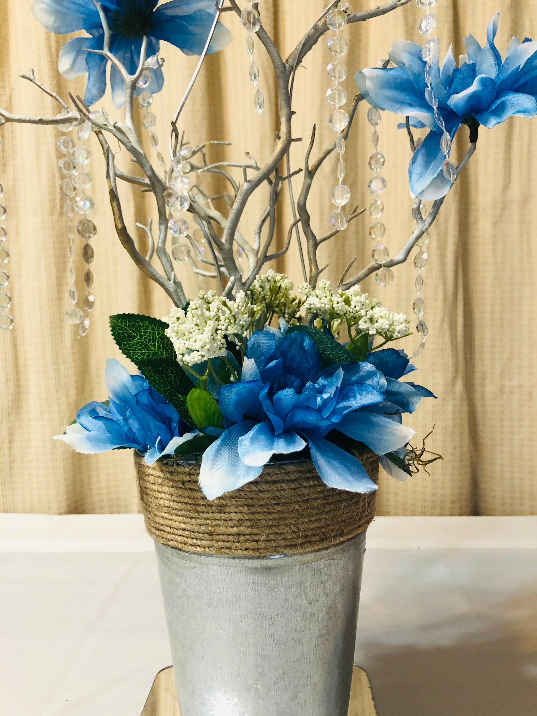 Blue Centerpiece for Dining Table Burgundy Wedding Decor Etsy