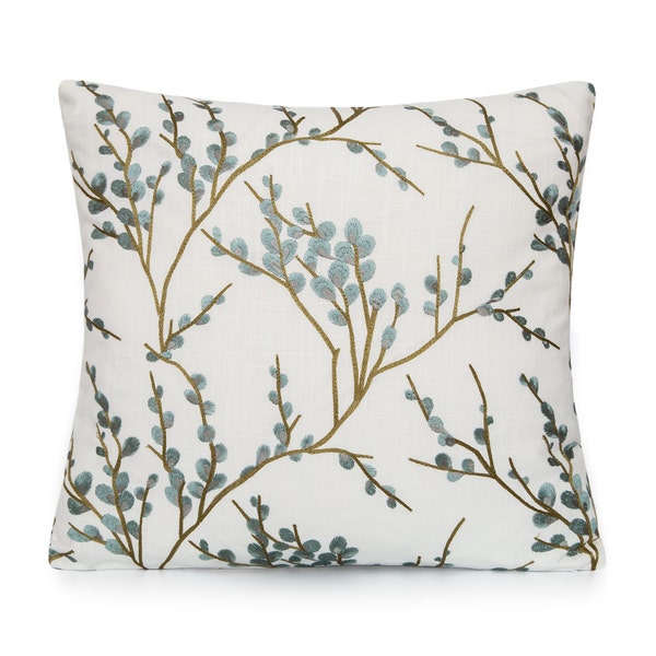Swavelle/Mill Creek Belcastel Dragonfly in Blue Embroidery Decorative Pillow Cover. Accent throw pillow, home decor. 12x12 14x14 16x16 18x18