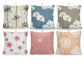 Dandelion Decorative Pillow Cover. Accent throw pillow, home decor. 10x10 12x12 12x20 14x14 14x20 16x16 18x18 20x20 22x22 24x24 26x26 28x28