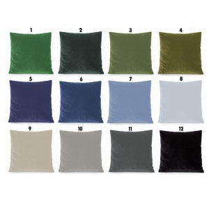 Green, Blue, Beige, Mist, Navy 100% Cotton Velvet Decorative Pillow Cover. Accent throw pillow, home decor. 18x18 20x20 22x22 24x24 26x26