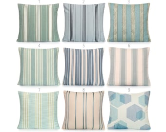 Woven Blue Striped Decorative Pillow Cover. Accent throw, lumbar pillows, home decor. 8x8 10x10 12x12 14x14 16x16 18x18 20x20 22x22 24x24