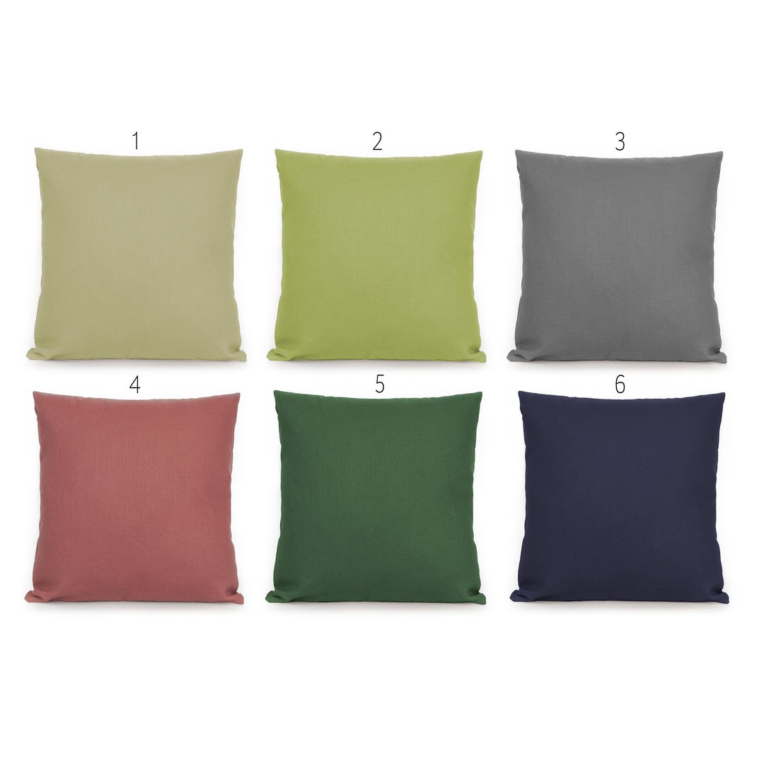 Solid Green, Gray, Pink Cotton/linen Decorative Pillow Cover. Accent