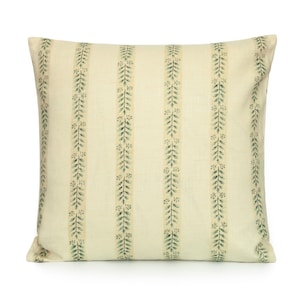 Vintage Avignon Linen Stripes & Leaves Decorative Pillow Cover. Accent throw, lumbar pillows, home decor. 14x14 16x16 18x18 20x20 22x22