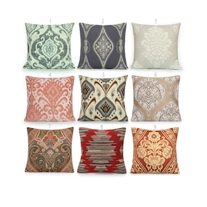 Ikat Design in Gray Beige Rust Decorative Pillow Cover. Accent throw, lumbar pillows, home decor. 18x18 20x20 22x22 24x24 26x26 28x28