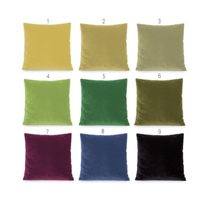 Velvet Green, Blue, Black, Olive Decorative Pillow Cover. Accent throw pillow, home decor. 8x8 10x10 12x12 14x14 16x16 18x18 20x20 22x22